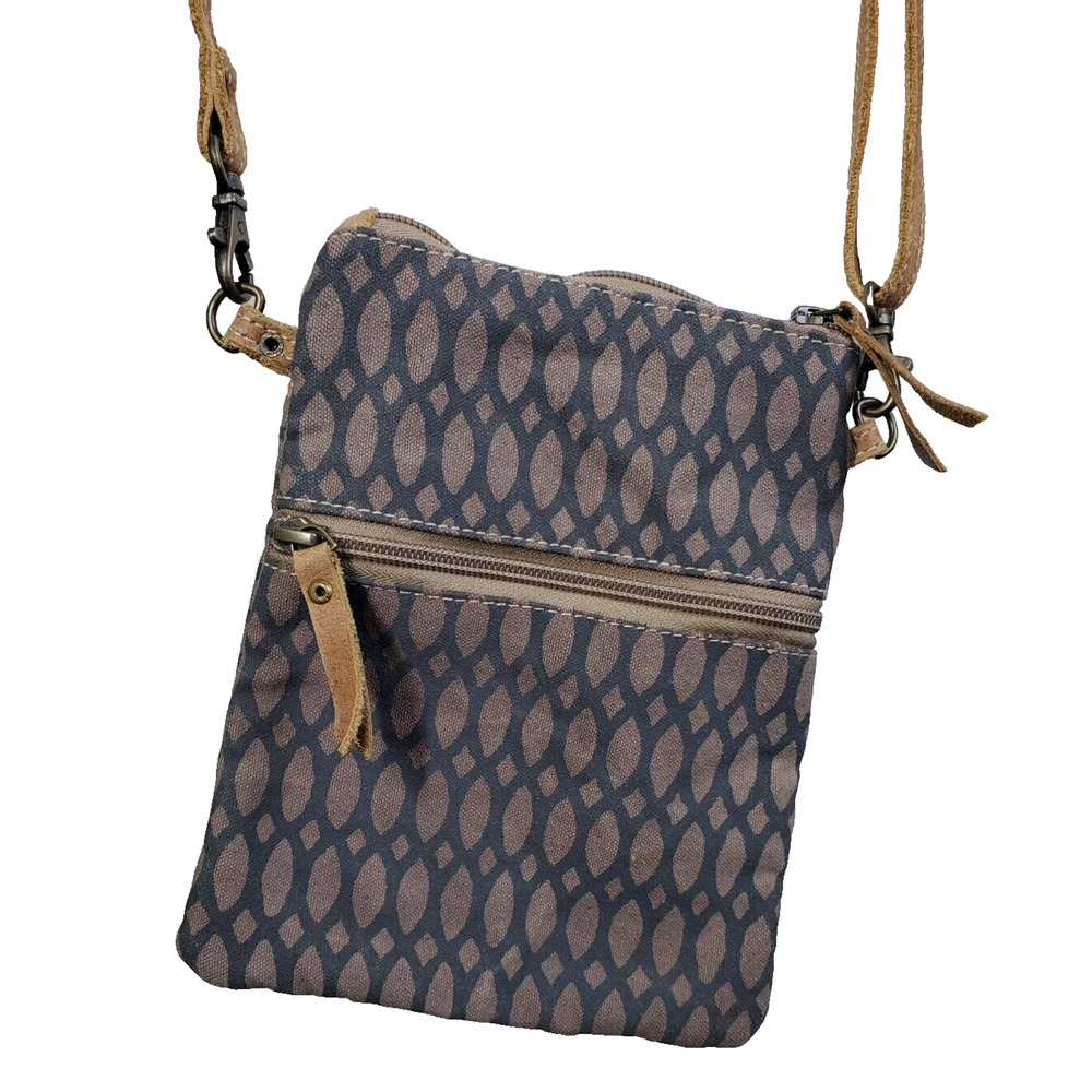 Chloe & Lex Canvas & Leather Womens Crossbody Bag Purse Brown Anthropologie